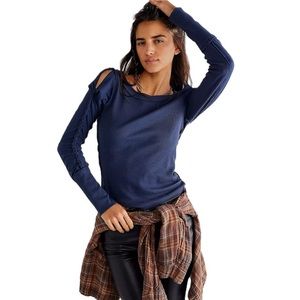 FREE PEOPLE Navy Blue Women's Top